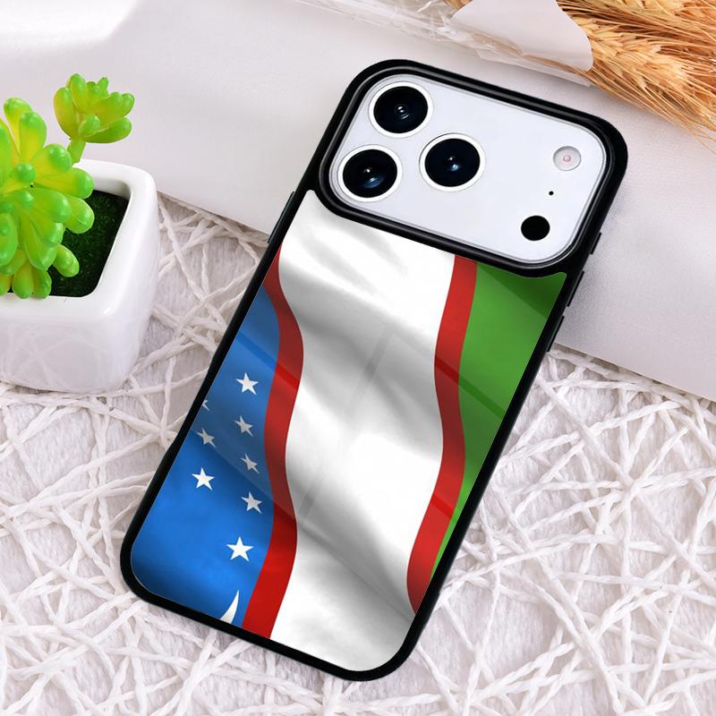 Uzbekistan Flag Coat Of Arms Shockproof Phone Case for iPhone 17 Air 16e 15 11 12 14 13 Pro Max Cover Coque
