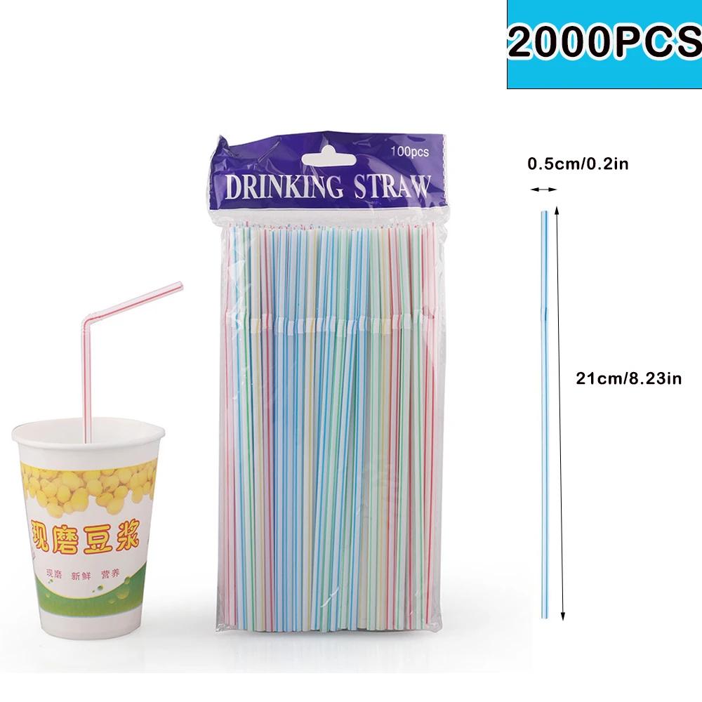 50-3000PCS Black&Colorful Drinking Straws Party Rietjes Kunststof Beverage Straw Milk Tea Kitchen Accessory Wholesale