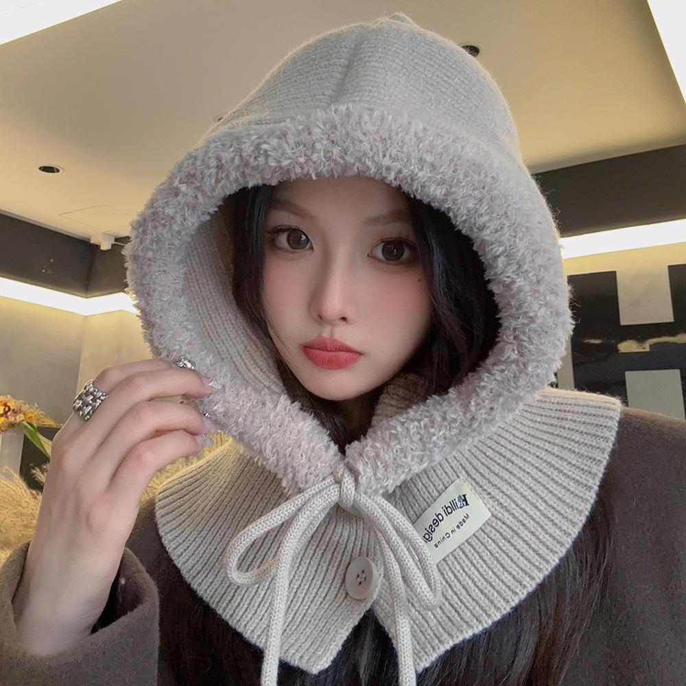 Winter new big head circumference hat women's snow doll high-end sense fluffy warm ear protection hat knitted thick wool hat