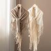 100% Cashmere Hollow Triangle Shawl Scarf - Stylish, Versatile, Warm with Tassels