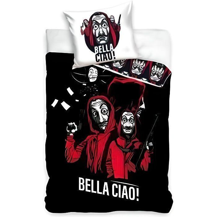 Parure de lit - La Casa de Papel - Bella Ciao - 100% coton - 140x200 cm - Licence officielle