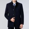 Men's Cashmere Coat with Mink Fur Collar – Winter Stand Collar, Loose Fit, Double-faced Wool, Down Liner Jacket for Middle-aged Dads.