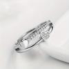 1Pc Fashionable and Fashionable Heart-shaped Inlaid Synthetic Zircon Movable Mouth Ring Multi-functional Ring