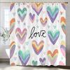 1Pc Heart Shaped Valentine S Day Shower Curtain - With Hooks Print Polyester Shower Curtain Bathroom Decoration Hanging Curtain