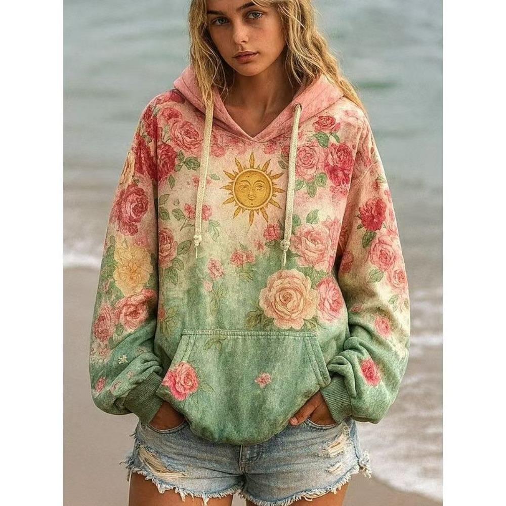 Autumn Floral 3d Print Hoodie Women Fasual European American Style Hoodie Streetwear Sweatshirt Women Clothes Top