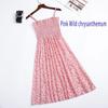 2023 Sommer Blumenbedrucktes Chiffon Mini Kleid Damen Lässig Mode Spaghetti Träger Ärmellos Elastisches Hochtaillenkleid