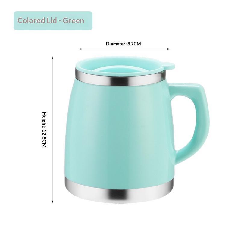 

500Ml Stainless Steel Vacuum Insulated Coffee Cup With Lid, Dual Wall Cold Drink Thermos,Home Use,Durable & Leakproof Design зелёный