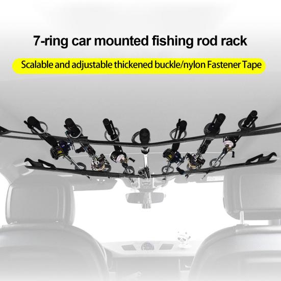 1 paio di portacanne da pesca per auto, 7 anelli, regolabili, resistenti, per auto, veicoli, SUV, camion, carri, canne da pesca, cintura portaoggetti, fissaggio, organizer