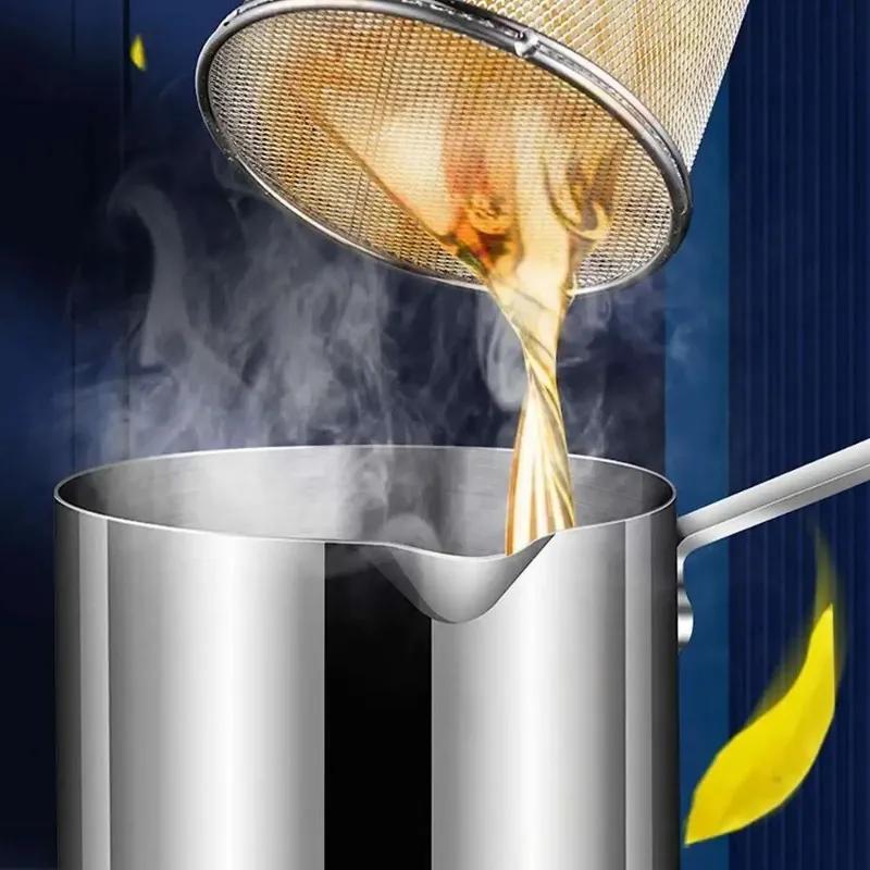 Deep Frying Pot Kitchen Fryer With Strainer Stainless Steel Tempura Fryer Pan Fry Pot Chicken Fried Chicken Cooking Tools