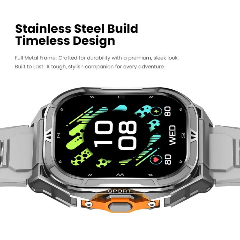 2026 New Dual Frequency GPS Smart Watch Men 1.96-inch HD AMOLED Screen Compass Bluetooth Call 5ATM Waterproof Sports Smart Watch