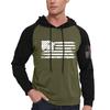 Men's Casual Hooded Drawstring Long Flag Print Sweatshirt With Pockets