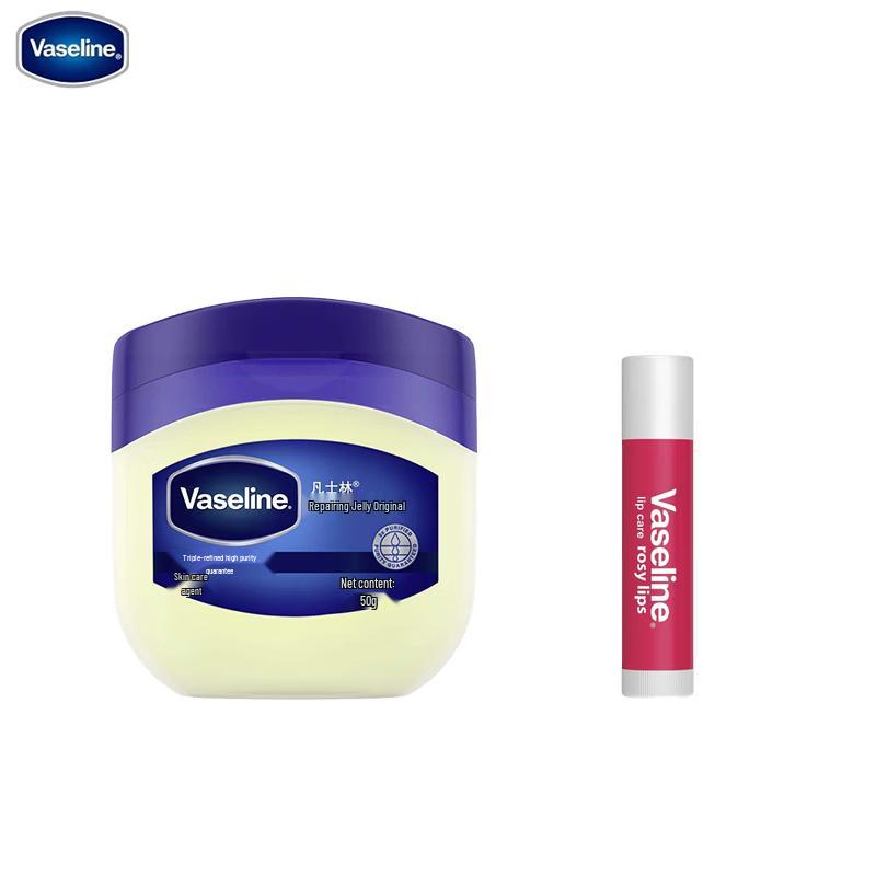 Vaseline Original Repairing Jelly & Rose Lip Balm Bundle