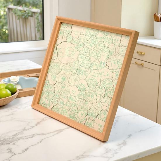 Cartoon Egg Wooden Coloring Puzzle Kit with Photo Frame Marker Pens DIY Hand-Painted Irregular Jigsaw