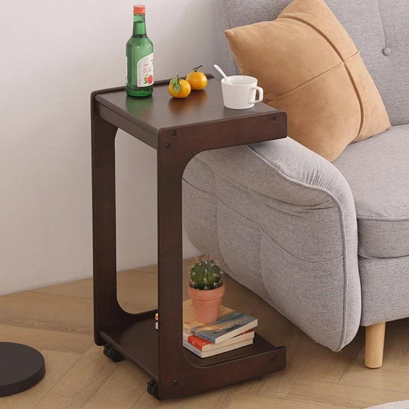 Nordic Retro Solid Wood Coffee Tables Living Room Furniture Home Sofa Move Side Tables Designer Creative Bedroom Bedside Table