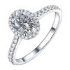 Oval Micro-Pave Zircon Simulated Diamond & Moissanite Egg-Shaped Open Ring for Women