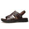 Fashion Summer Men's Brand Soft and Breathable Men's Sandals Black Leather Sandals Men's Outdoor Brown Beach Sandals for Men