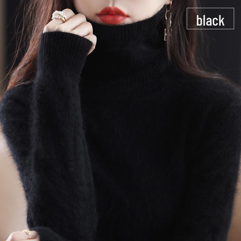 2026 Autumn/Winter Women's High Neck Mink Cashmere Sweater: Loose, Thick, and Versatile Knit Base Layer