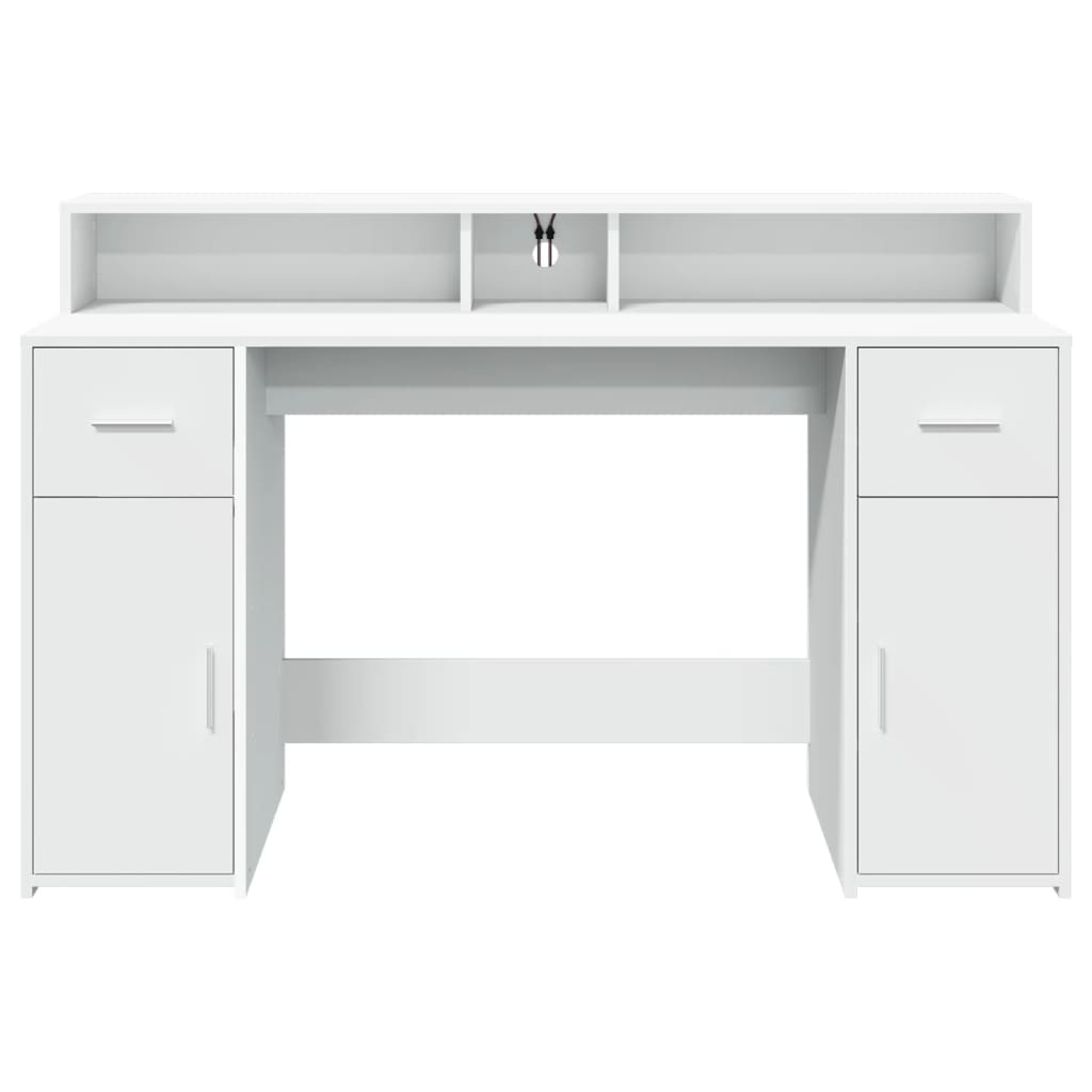 Mesa de Escritório LED Branca 140 x 55 x 91 cm Aglomerado