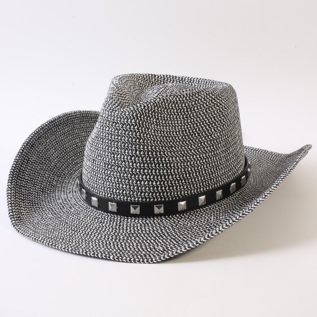 Popular European and American Classic Straw Woven Western Cowboy Hat Men's and Women's Outdoor Fashion OL Wind Woven Top Hat