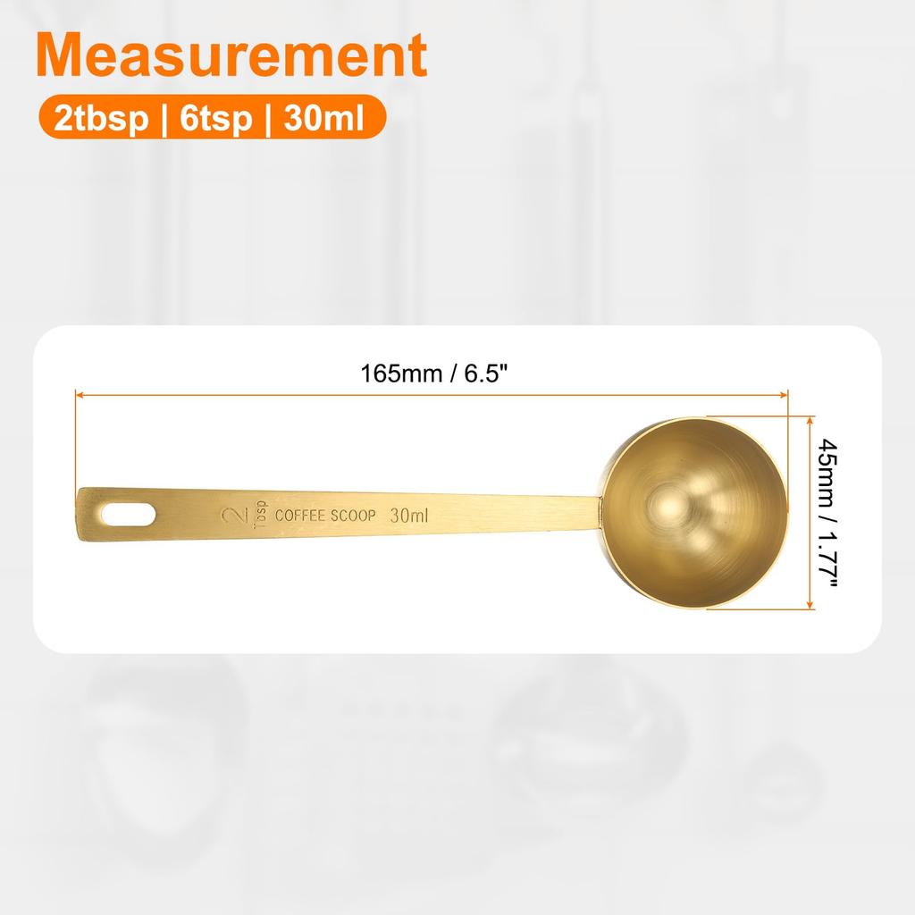 Uxcell 2-Piece Measuring Spoon, 2 Tablespoons (6 Teaspoons, 30ml), 304 Stainless Steel Single Measuring Spoon, Small Square Bowl Measuring Spoon with
