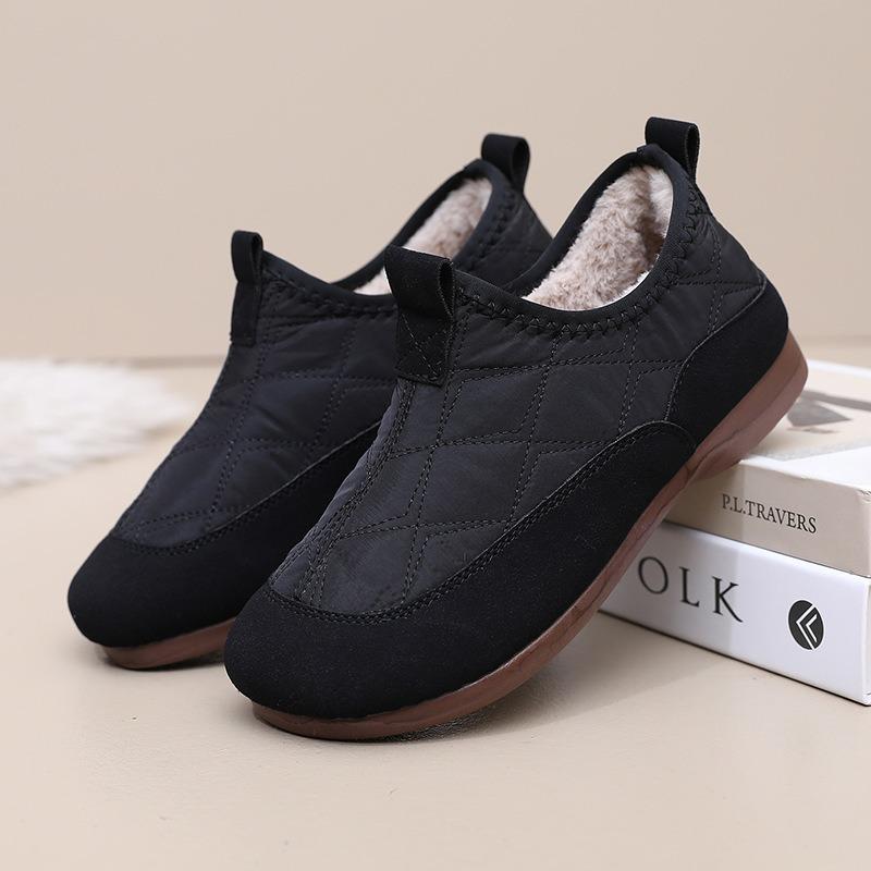Old Beijing Winter Cloth Shoes Women's Velvet Soft-soled One-pedal Cotton Shoes Casual Fashion Versatile Warm Flat-soled Doudou Shoes