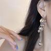 Long Tassels Round Metal Ball Pendant Earrings For Women European American Style Dangle Earrings Party Jewelry