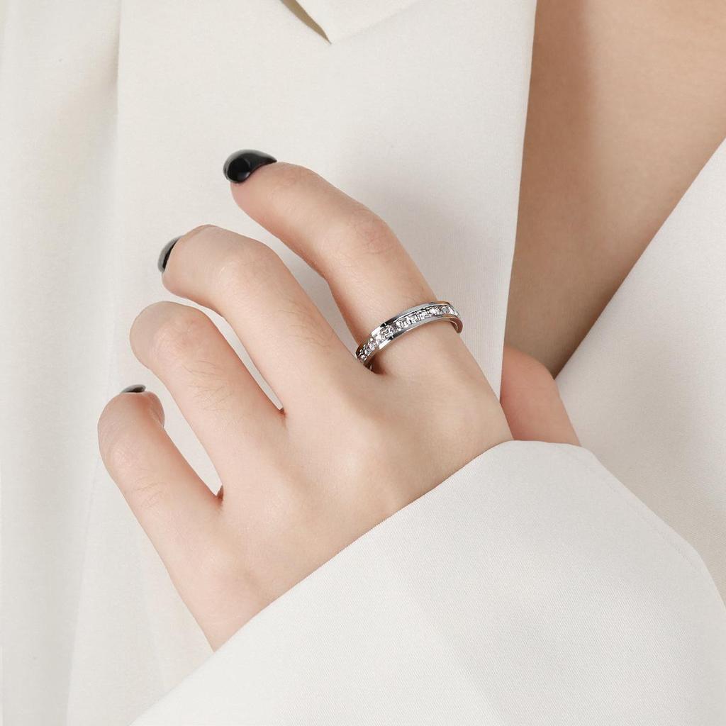 Korean Style Star Diamond Gold-Plated Titanium Steel Ring