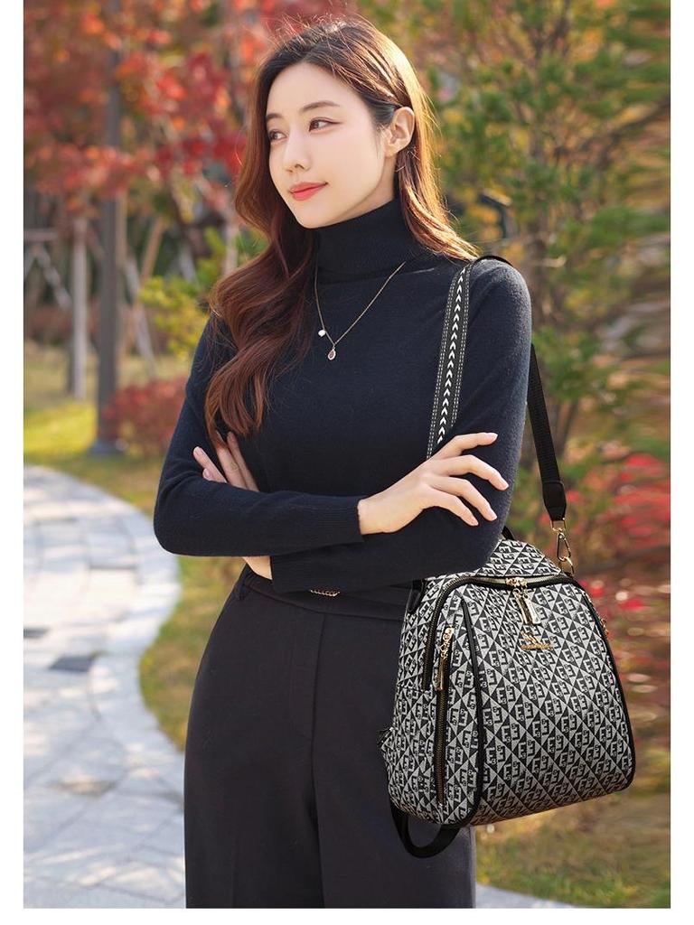 Ultra-Soft Leather Women's Double Shoulder Bag & Backpack - 2024 Fashion Style, Large Capacity, Perfect for Travel & Casual Use