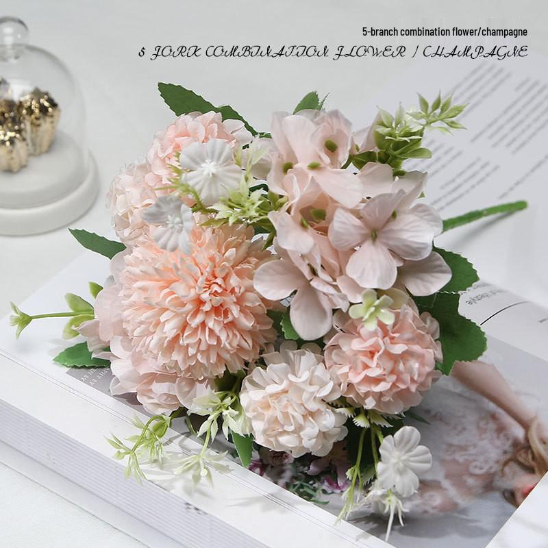 Rose Peony Bouquet: 7-Piece Artificial Floral Arrangement for Weddings & Home Decor