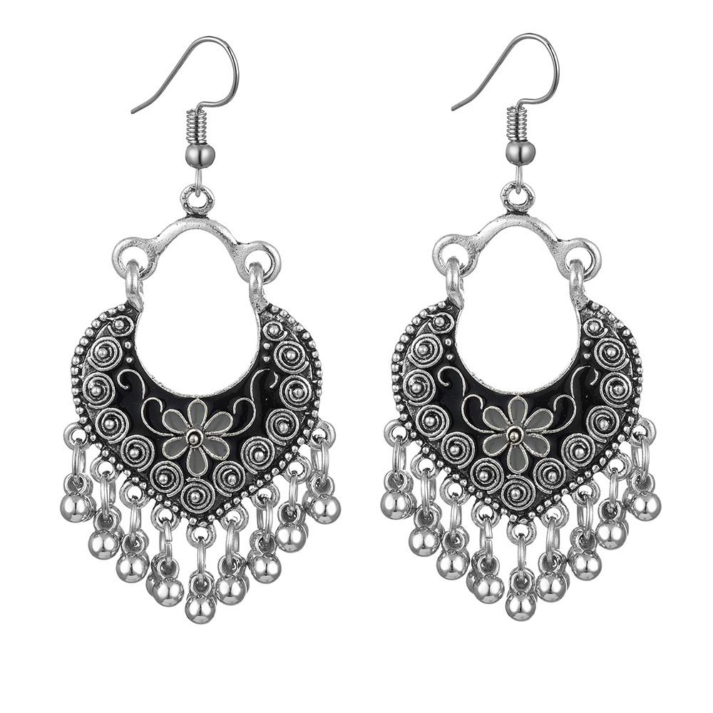 Vintage Geometric Dangle Earrings For Women Retro Big Round Bell Statement Drop Earrings Girls Boho Jewelry