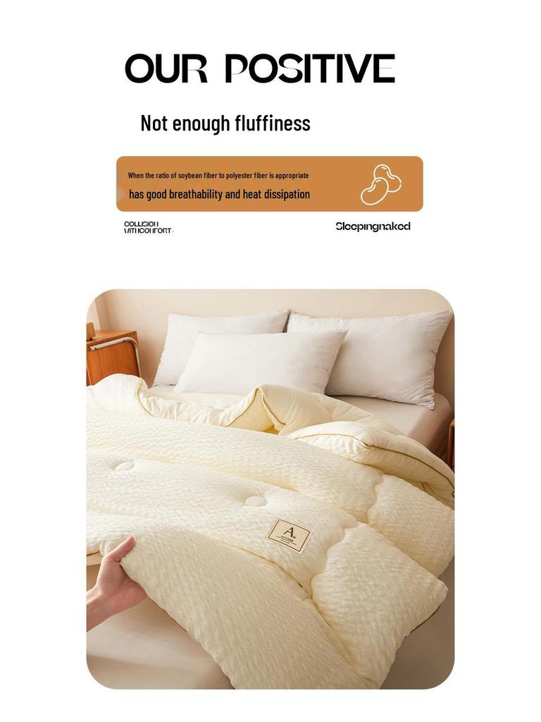 Class A Antibacterial Soybean Fiber All-Season Quilt: Cool Summer Duvet-Insert & Cozy Winter Quilt for Student Dorms