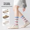 Striped Five-fingered Socks for Women, Mid-length Sports Anti-odor and Sweat-absorbing Socks, Girls' Spring and Autumn Ankle Socks