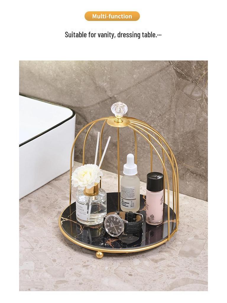 Birdcage Skincare Organizer: Bathroom Cosmetics Rack & Dressing Table Storage