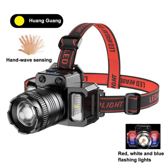 Smart Sensor Headlamp Work Light Control Outdoor LED Rechargeable Zoomable with Motion Fishing