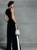 Women's Fashion Black and White Cotton Linen Color Block Spaghetti Strap Jumpsuit