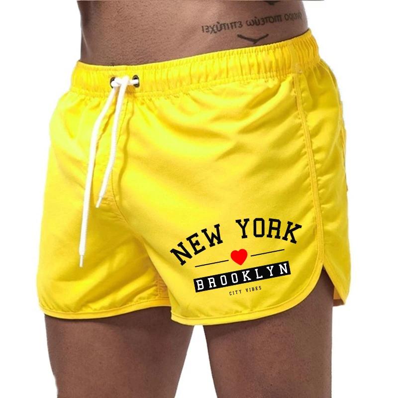 

2025 Sportwear Men s New York Board Shorts Summer Beach Casual Fashion Surfing Shorts Gym Fitness Running Cycling Shorts 9 Colors 3XL жёлтый