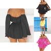Elegant Chiffon Summer Open Sleeves Word Shoulder Straps Tube Top High Waist Dress