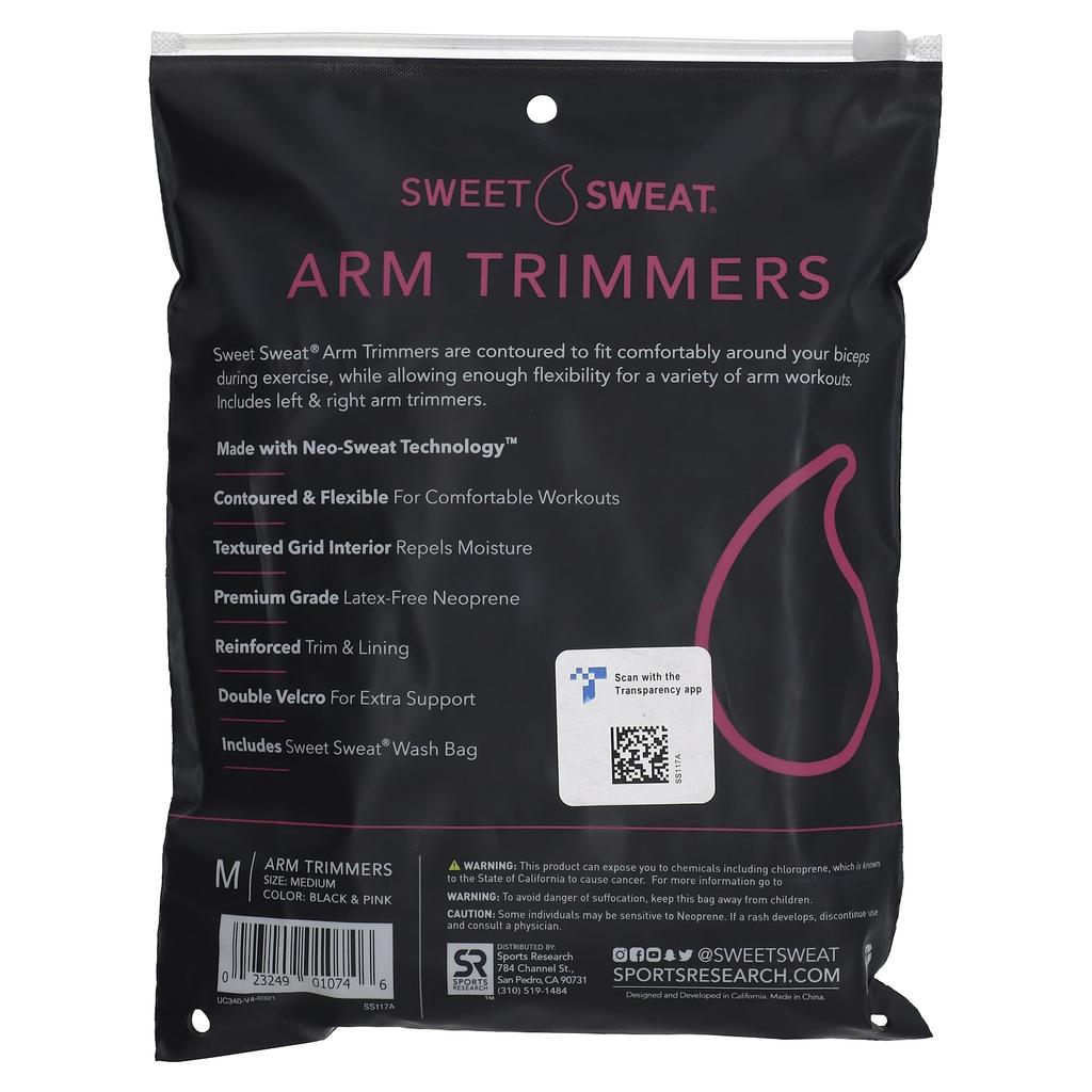 Sweet Sweat, Arm Trimmer, Medium, Black & Pink, 1 Pair