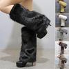 1 Pair Plush Elastic Solid Color Thick Leg Warmers Autumn Winter Women Warm Faux Fur Boot Stockings