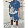 Men'S Round Neck Short Sleeve Casual T-Shirt And Drawstring Waist Shorts Set, Vacation Beach Outfit, Comfortable Wear