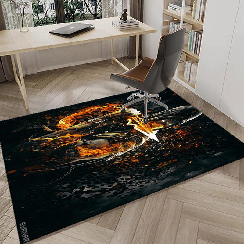 Kombat Dragon In Flames Carpet, Chair Rug,Rug for Office Bedroom Living Rooms, Doormat Decor Fan Gift Christmas Gift