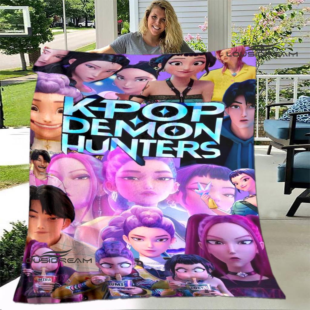 3D KPop Demon Hunters Cartoon blanket Warm blankets Soft and comfortable blanket Home Travel Blankets bed linings Birthday Gift