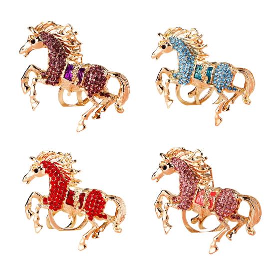 Wealth Horse Car Keyring Rhinestones-Encrusted 3D Zodiac Horse Design Key Chain Metal Charm Bags Keyring