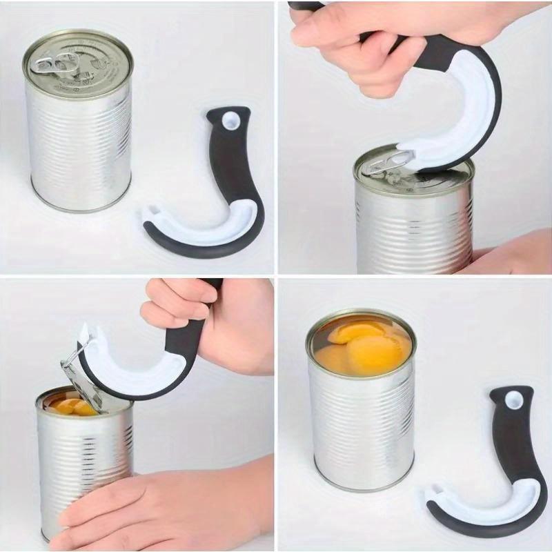 1PCS Portable J-Shaped Grip Tin Openers Kitchen Non-Slip Jar Opener Lid Opening Tools Ring Pull Can Opener Multifunctional Outdoor Opener
