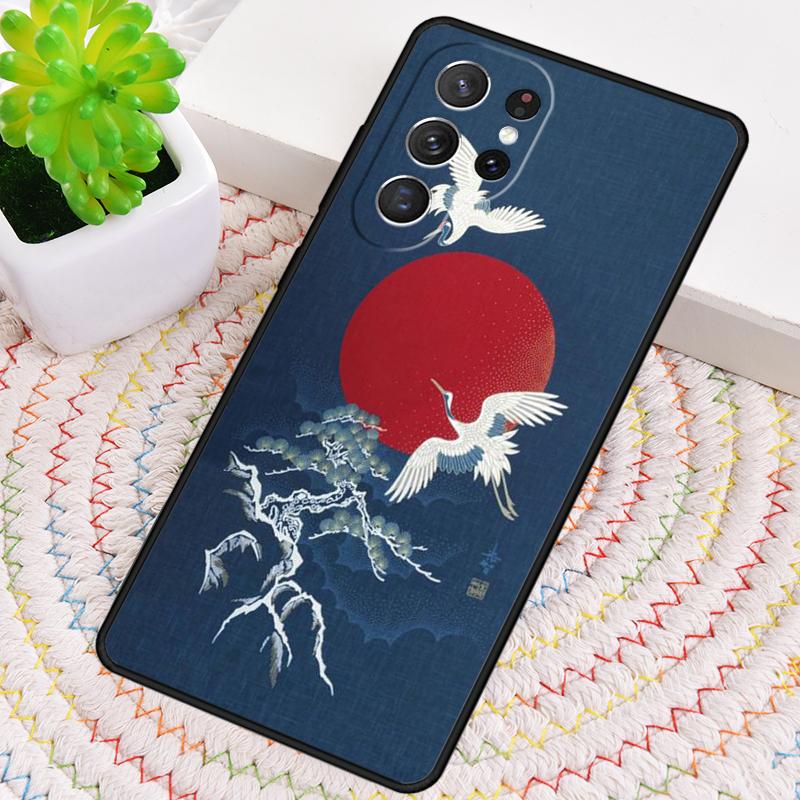 Japanese Cranes Art Silicone Phone Case For Samsung Galaxy note 10 pro S26 S25 S24 S23 S22 S21 Plus S25Ultra Capa Cover