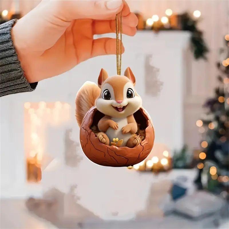 Adorable Acrylic Squirrel Car Pendant Cute Keychain Backpack Decoration Gift