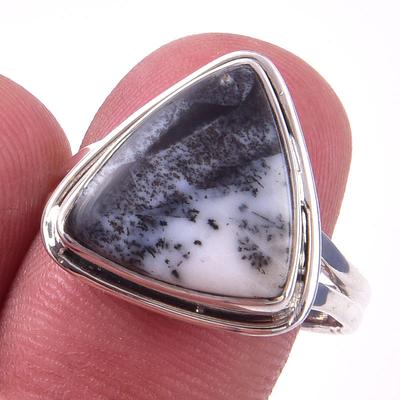 Natural Dendrite Opal Gemstone Handmade 925 Solid Sterling Silver Ring S.9 B1r00
