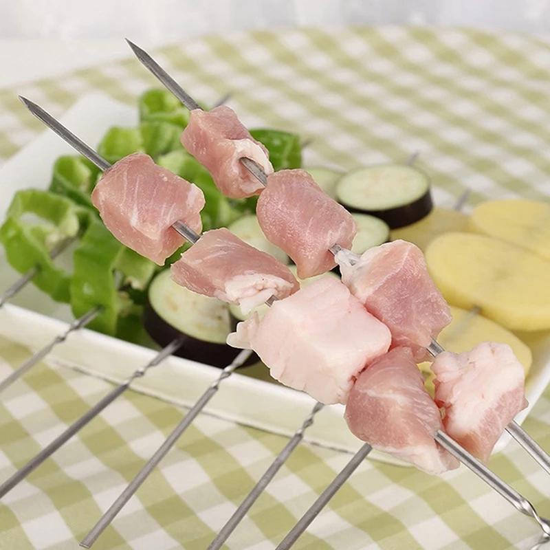 50Pcs Stainless Steel Barbecue Skewer Reusable BBQ Skewers Kebab Iron Stick For Outdoor Camping Picnic Tools Cooking Tools