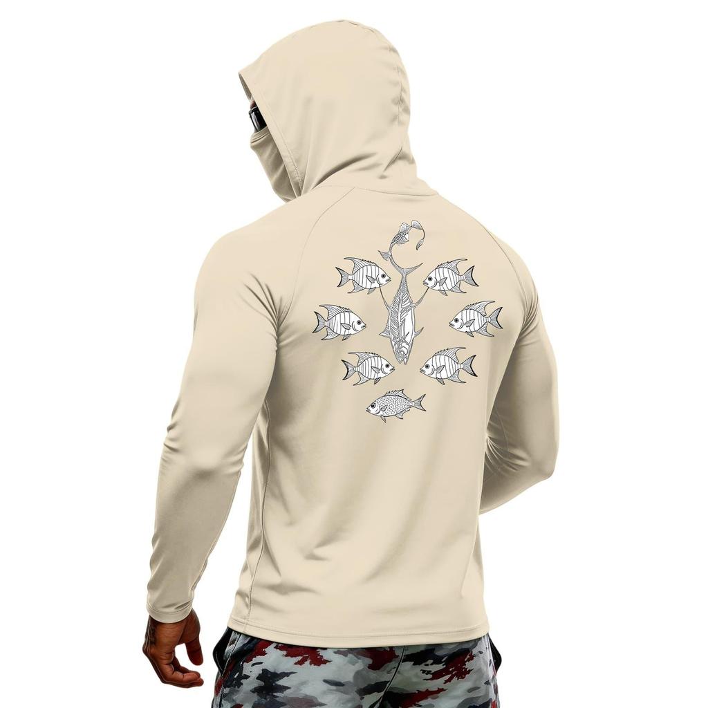 Men's Summer Hawaiian Print Quick Dry Long Sleeve T Shirt Ice Silk UPF50 Plus UV Protection Fitness Sports Hoodie Sun Protection Top