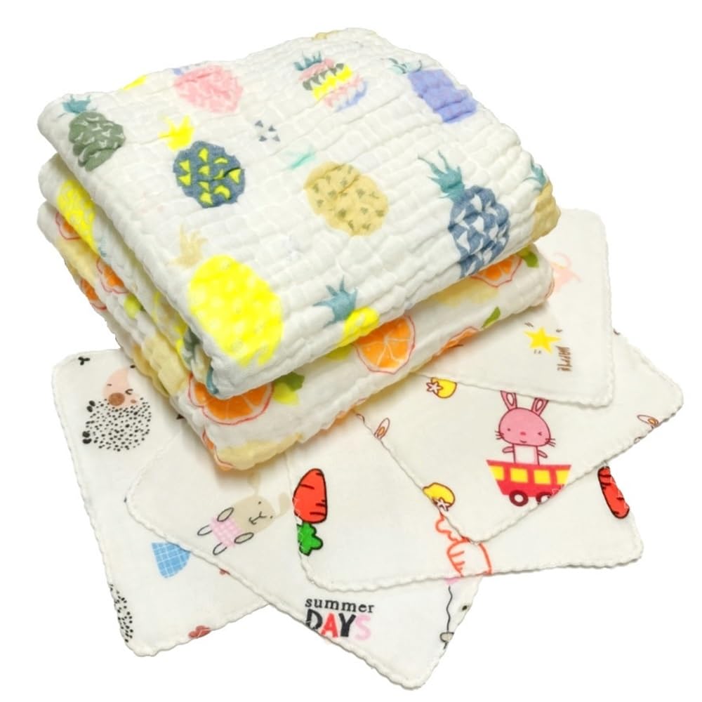 

CREDIBLE Baby Bath Gauze Set of and 5 Cotton Gauze Includes CREDIBLE Original Goods and BM0288 Towels, 6-Layer Blankets, Fluffy, 100% Cotton, Large,